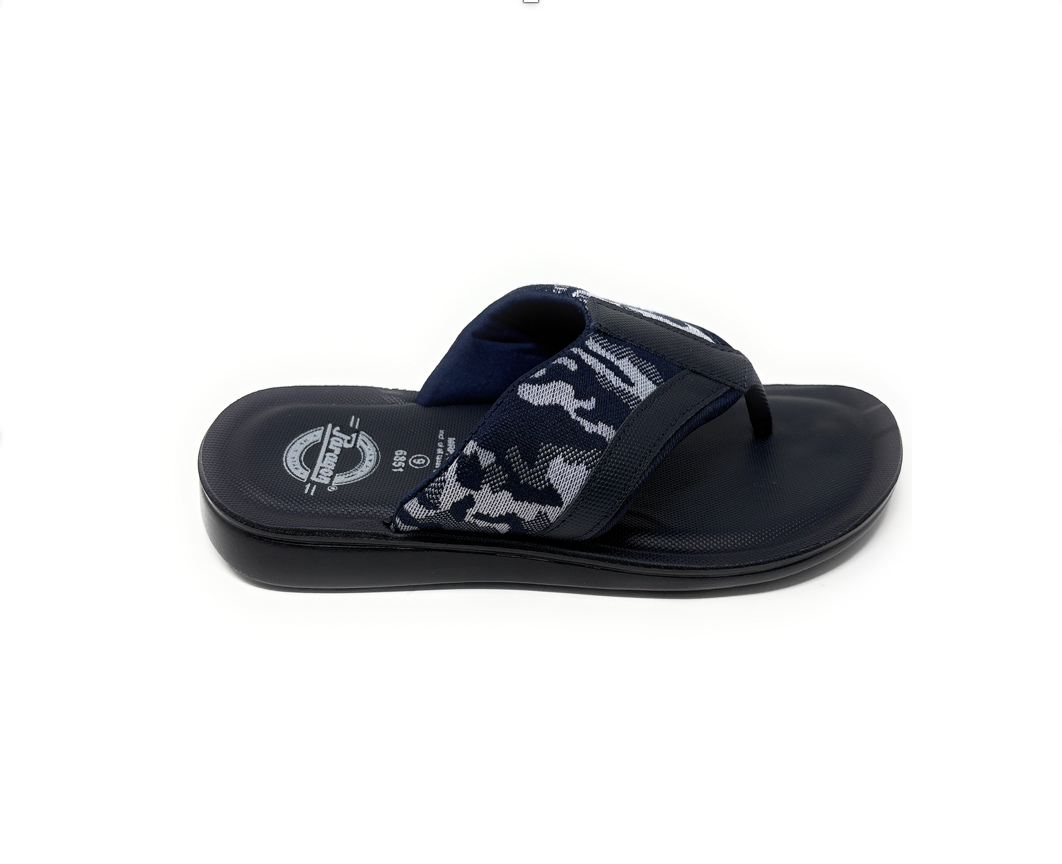 Paragon Mens 6851 Navy Camo Print Strap Flip Flops Sandals With Ergonomics Thong