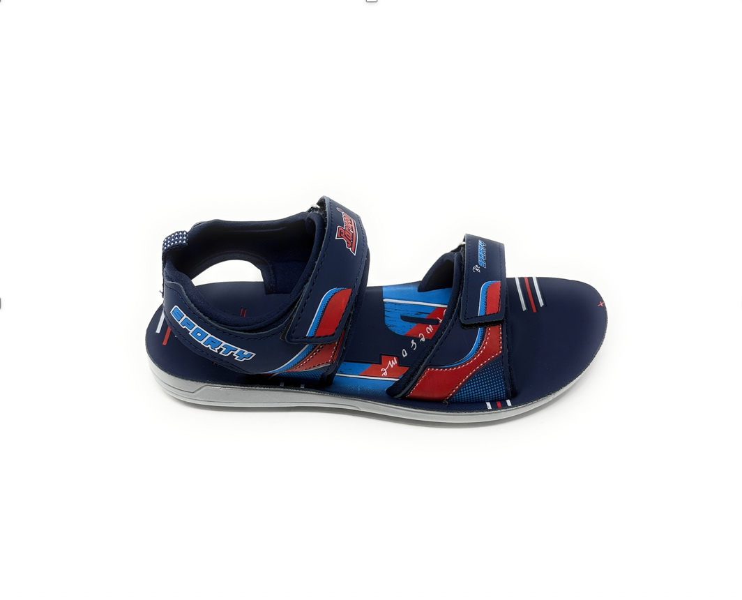 Paragon Mens 8753 Navy Blue with Red Accents Double Velcro Straps Sport Sandals