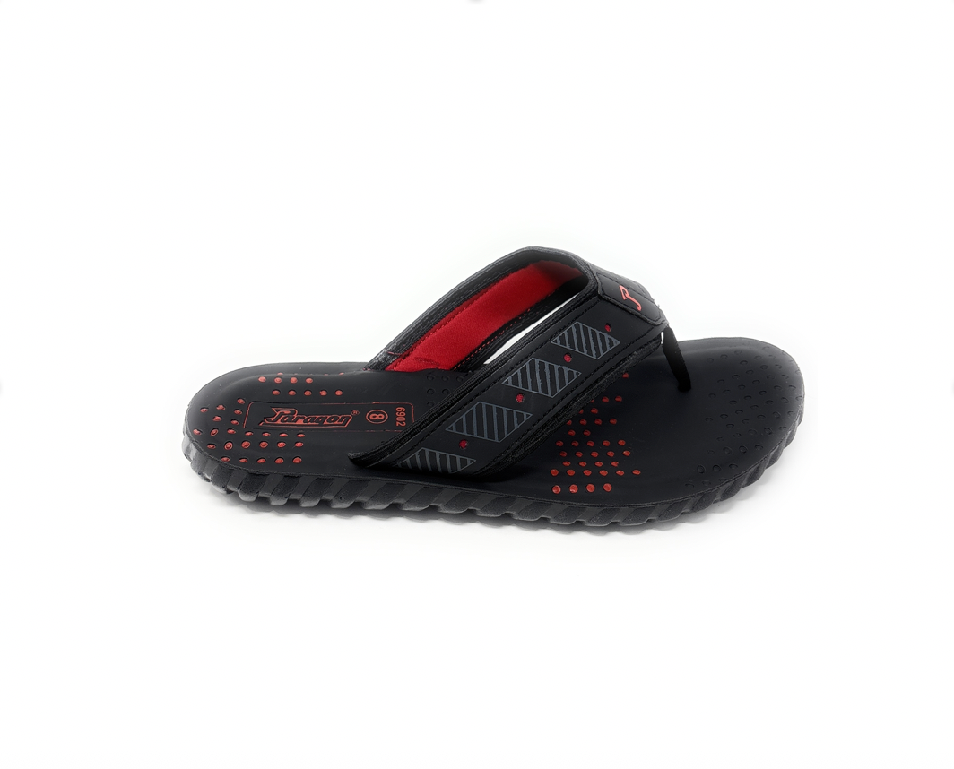 Paragon 6902 Men's Black and Red Ergonomics Thongs and Flip Flops, Textured Comfort Sole - SONI TRADERS