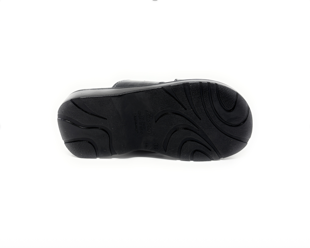 Paragon Mens 6666 Black Premium Synthetic Leather Sandals with Ergonomics Thong