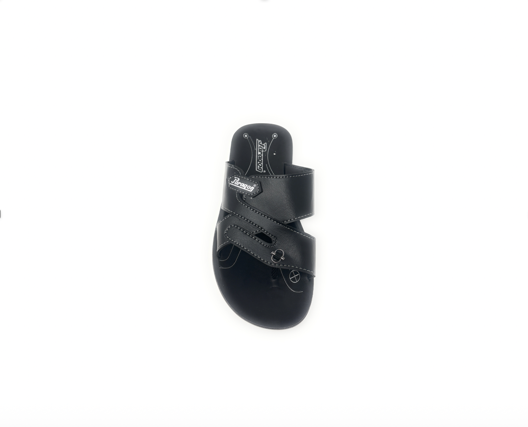 Paragon Mens 6666 Black Premium Synthetic Leather Sandals with Ergonomics Thong