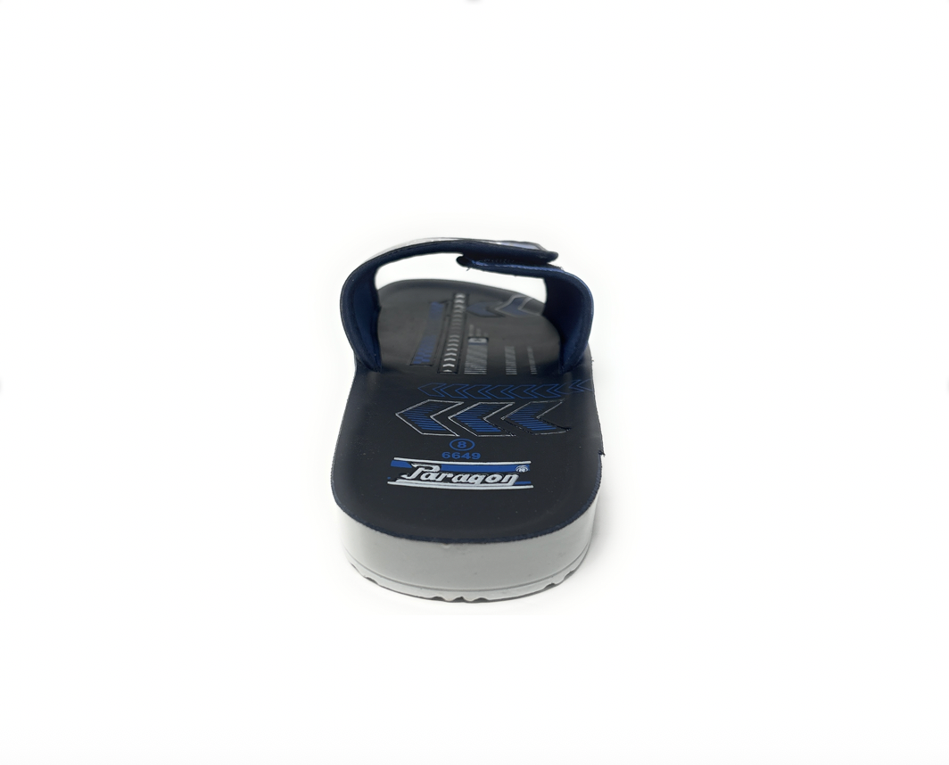 Paragon Men's 6649 Navy Blue and Black Adjustable Velcro Casual Slip-On Sandals, Open Toe, Water Resistant - SONI TRADERS