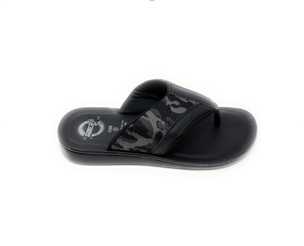 Paragon Mens 6851 Black Camo Print Strap Flip Flops Sandals With Ergonomics Thong