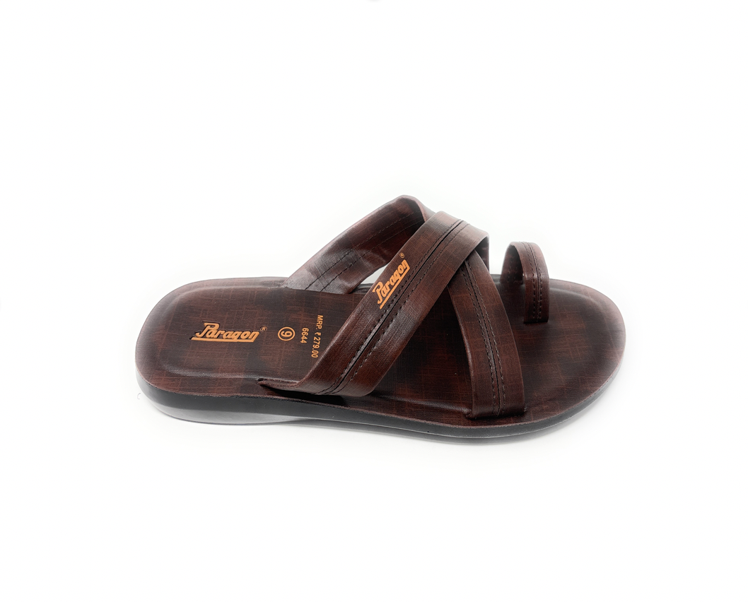 Paragon Mens 6644 Dark Brown Cross-Strap Slip-On Comfort Toe-Ring Flip Flops Sandals