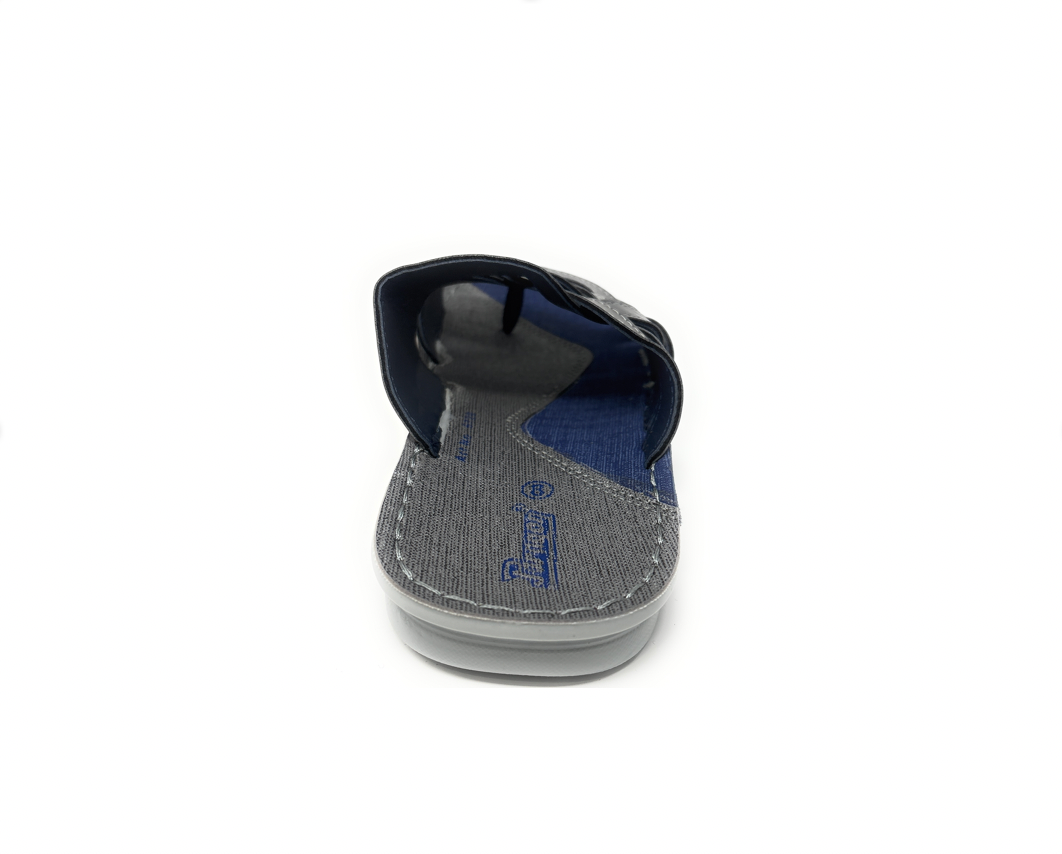 Paragon Mens 6729 Woven Grey and Navy Flip Flops Sandals With Ergonomics Thong