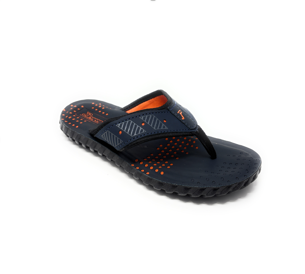 Paragon 6902 Men's Navy Blue and Orange Ergonomics Thongs and Flip Flops, Textured Comfort Sole - SONI TRADERS