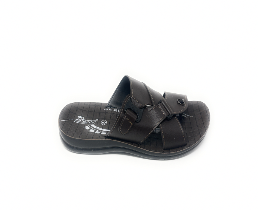Paragon Mens 6662 Dark Brown Premium Synthetic Leather Metal Accent Flip Flop Sandals with Ergonomics Thong