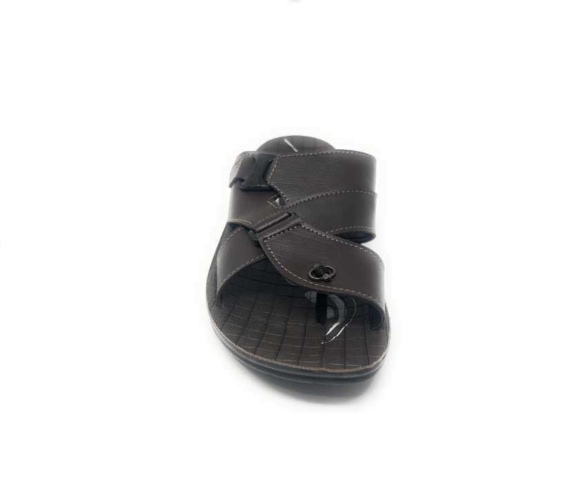 Paragon Mens 6662 Dark Brown Premium Synthetic Leather Metal Accent Flip Flop Sandals with Ergonomics Thong