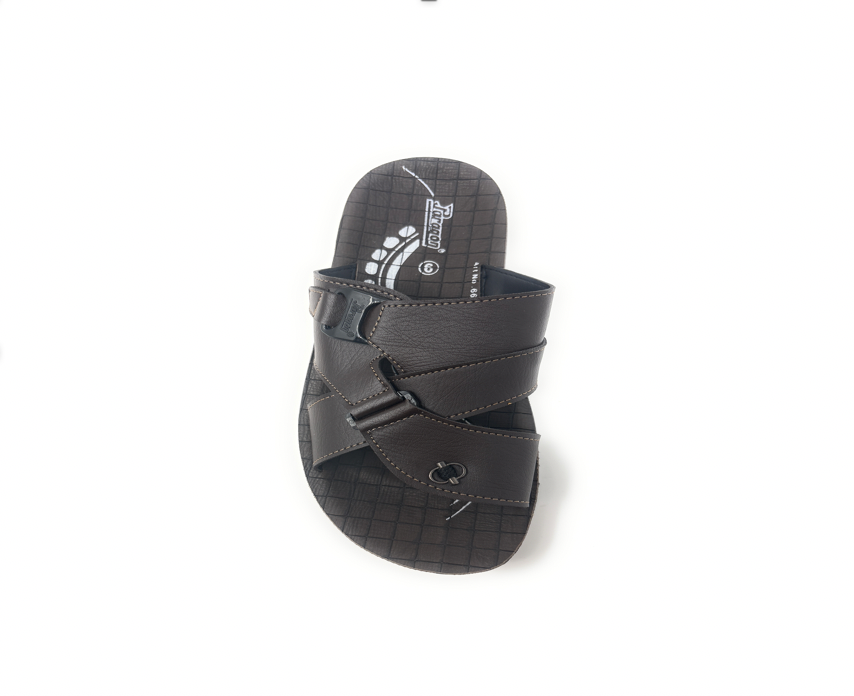 Paragon Mens 6662 Dark Brown Premium Synthetic Leather Metal Accent Flip Flop Sandals with Ergonomics Thong