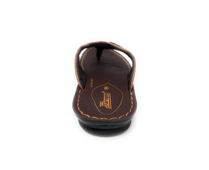 Paragon Mens 66075 Brown Metal Buckle Flip Flop with Ergonomic Thong
