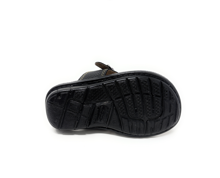 Paragon Mens 6815 Black Premium Synthetic Leather Buckle Strap Design Flip Flop Sandals