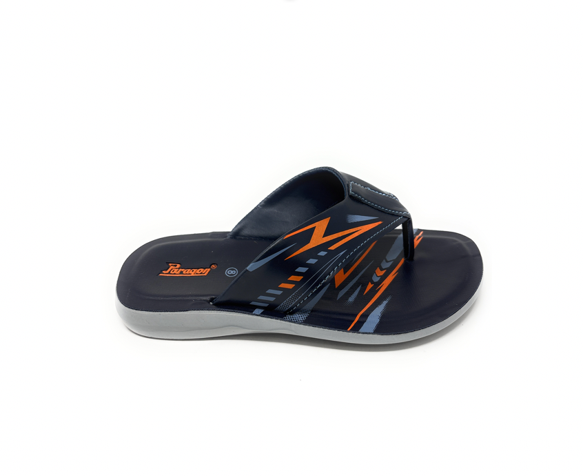 Paragon Mens 6641 Navy Blue and Orange Sports Flip Flops Sandals with Thong