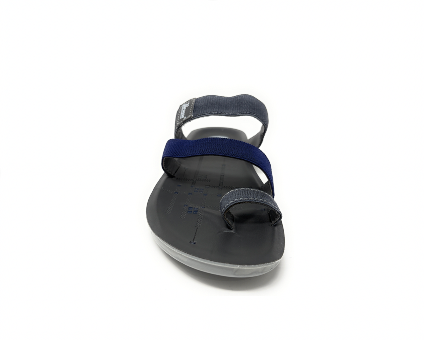 Paragon Mens 6994 Blue and Navy Denim Strap Comfort Slide Flip Flops Toe Ring Sandals