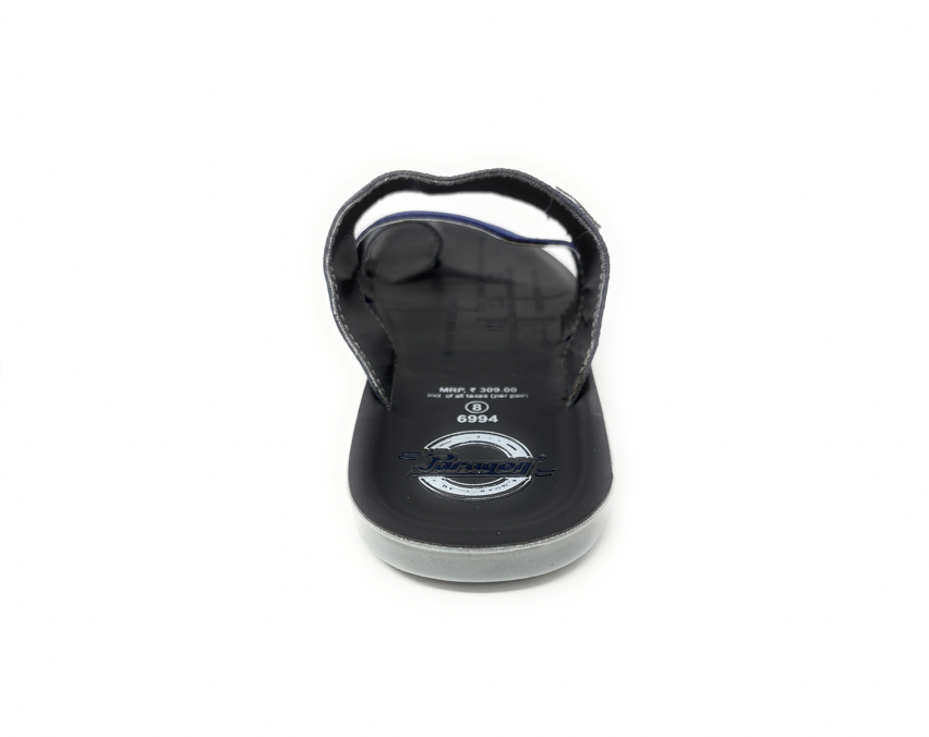 Paragon Mens 6994 Blue and Navy Denim Strap Comfort Slide Flip Flops Toe Ring Sandals