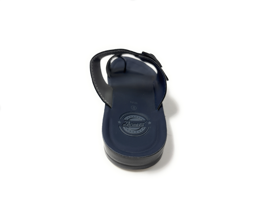 Paragon Mens 6230 Navy and Grey Dual Buckle Adjustable Strap Flip Flop Sandals