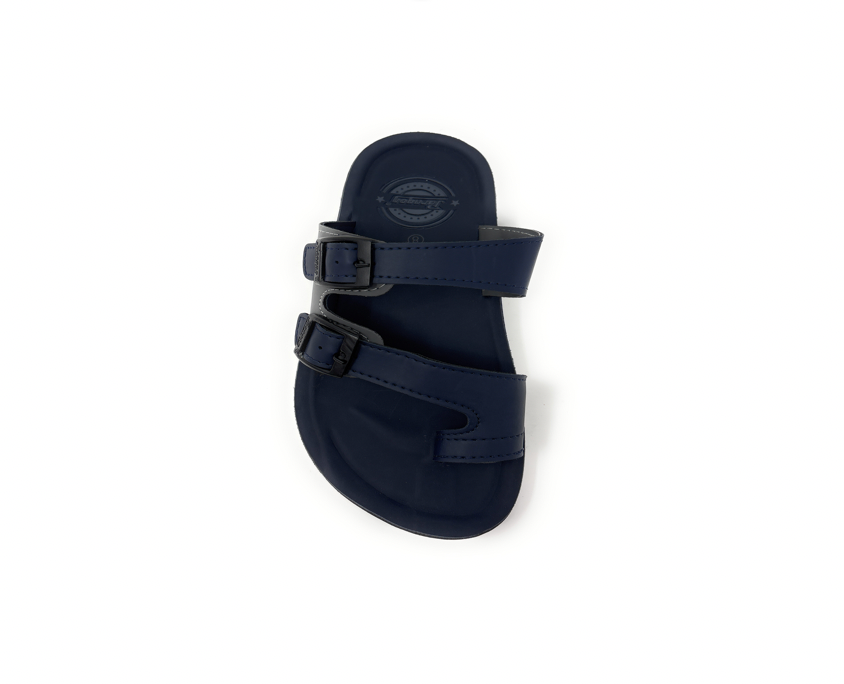 Paragon Mens 6230 Navy and Grey Dual Buckle Adjustable Strap Flip Flop Sandals