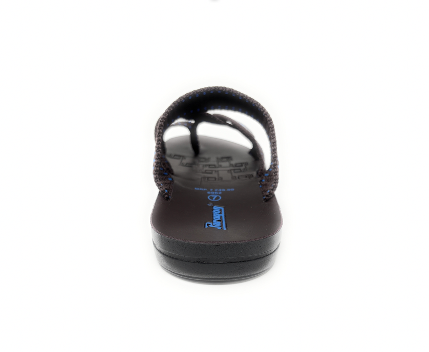 Paragon Mens 6962 Dark Brown with Blue Stripes Woven Denim Flip Flop Sandals