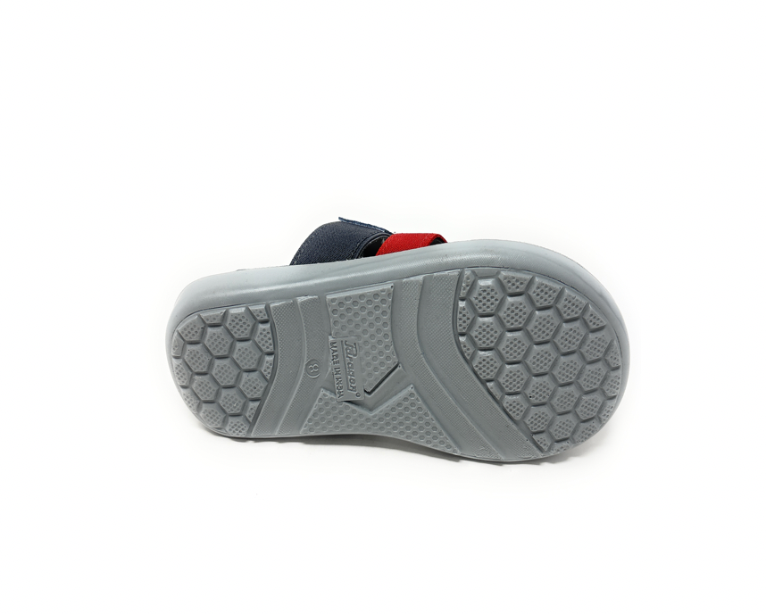 Paragon Mens 6994 Blue and Red Denim Strap Comfort Slide Flip Flops Toe Ring Sandals