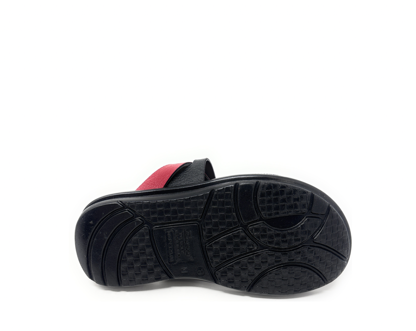 Paragon Mens 66100 Black and Red Cross-Strap Design Toe Ring Flip Flop Sandals