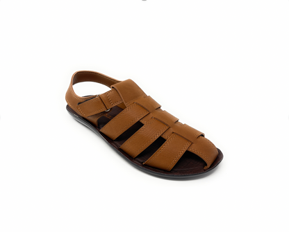Paragon Mens 9646 Tan Multi-Strap Closed Toe Premium Synthetic Leather Fisherman Sandals