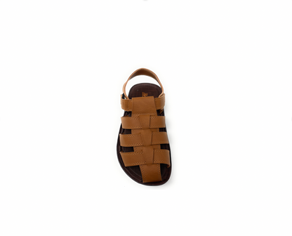 Paragon Mens 9646 Tan Multi-Strap Closed Toe Premium Synthetic Leather Fisherman Sandals