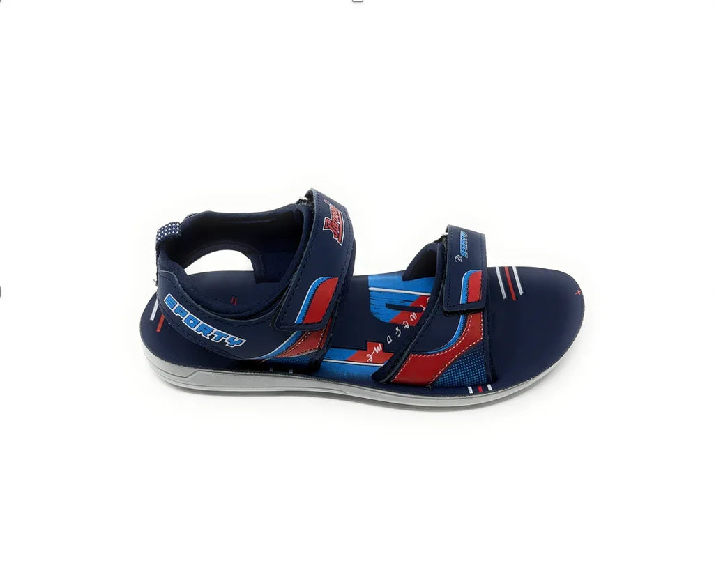 Navy blue and red sporty sandal with adjustable straps, kids casual footwear