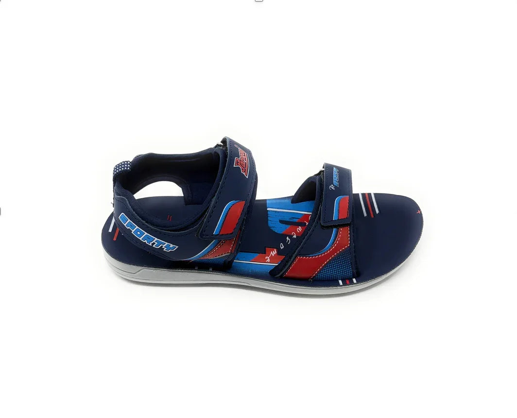 Navy blue and red sporty sandal with adjustable straps, kids casual footwear