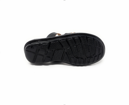 Paragon Mens 6817 Black Premium Synthetic Leather Straps Flip Flop Sandals With Ergonomics Thong