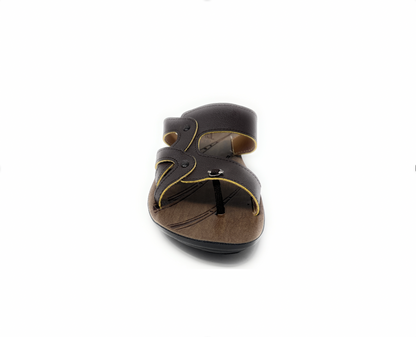 Paragon Mens 6817 Dark Brown Premium Synthetic Leather Straps Flip Flop Sandals With Ergonomics Thong
