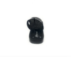 Black men's sandal with thick sole and broad strap on white background