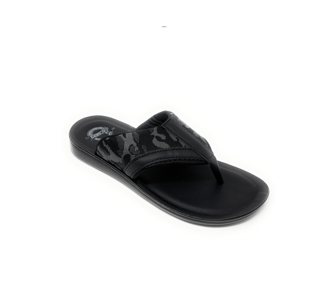 Paragon Mens 6851 Black Camo Print Strap Flip Flops Sandals With Ergonomics Thong
