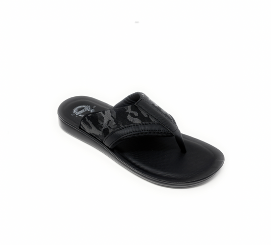 Paragon Mens 6851 Black Camo Print Strap Flip Flops Sandals With Ergonomics Thong