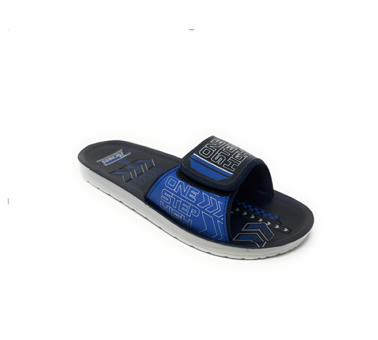 Paragon Men's 6649  Navy Blue and Black Adjustable Velcro Casual Slip-On Sandals, Open Toe, Water Resistant - SONI TRADERS