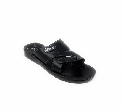 Paragon Mens 6666 Black Premium Synthetic Leather Sandals with Ergonomics Thong