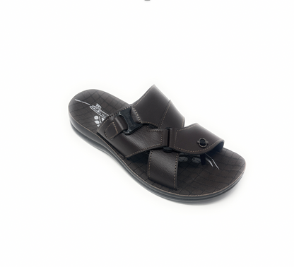 Paragon Mens 6662 Dark Brown Premium Synthetic Leather Metal Accent Flip Flop Sandals with Ergonomics Thong