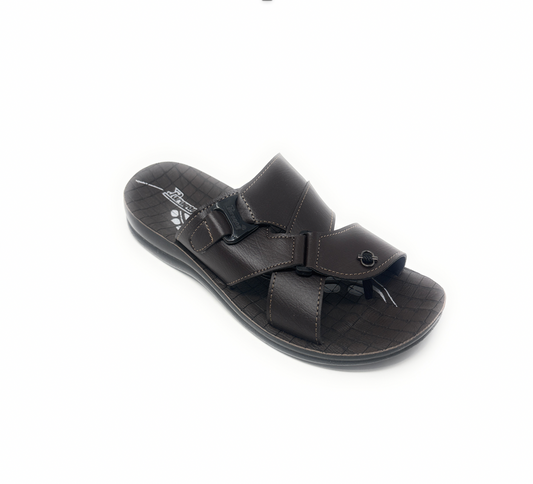 Paragon Mens 6662 Dark Brown Premium Synthetic Leather Metal Accent Flip Flop Sandals with Ergonomics Thong