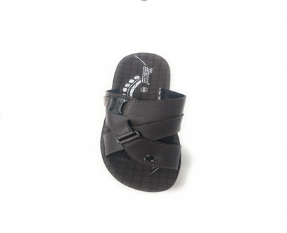 Paragon Mens 6662 Dark Brown Premium Synthetic Leather Metal Accent Flip Flop Sandals with Ergonomics Thong