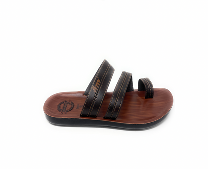 Paragon Mens 6992 Dark Brown Comfort Footbed Style Flip Flops Toe Ring Sandals