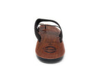 Men's brown wooden sole sandal with black straps, comfortable casual footwear
