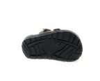 Black non-slip sandal outsole with textured grip, shown on a white background