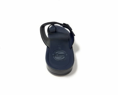 Paragon Mens 6230 Navy and Grey Dual Buckle Adjustable Strap Flip Flop Sandals