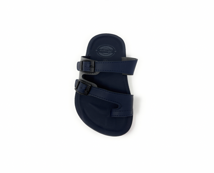 Paragon Mens 6230 Navy and Grey Dual Buckle Adjustable Strap Flip Flop Sandals