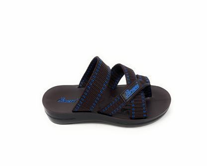 Paragon Mens 6962 Dark Brown with Blue Stripes Woven Denim Flip Flop Sandals