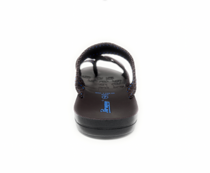 Paragon Mens 6962 Dark Brown with Blue Stripes Woven Denim Flip Flop Sandals