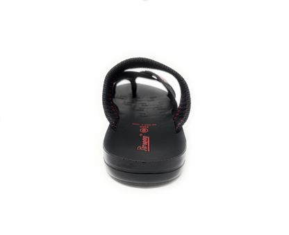 Paragon Mens 6962 Black with Red Stripes Woven Denim Flip Flop Sandals