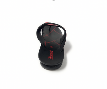 Paragon Mens 66100 Black and Red Cross-Strap Design Toe Ring Flip Flop Sandals